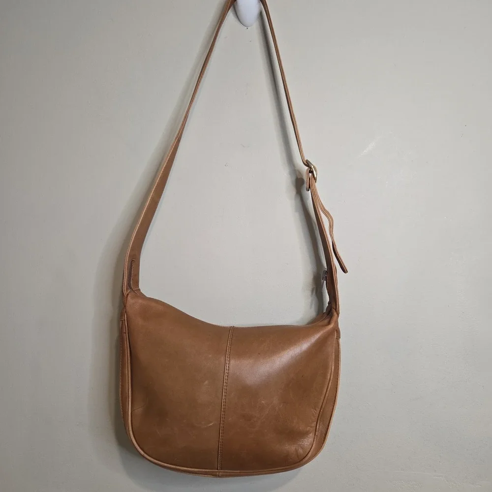 Vintage Tan Leather Hobo Crossbody Bag Medium Brown Shoulder Satchel Morocco